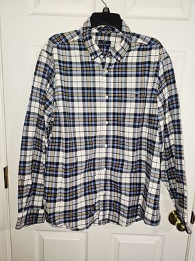 Simply Southern - Men’s Blue Plaid Button-Down Shirt - XL - 100% cotton